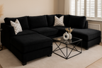 Bishop Classic U Shape Sofa | 3-Backrest Luxury Bespoke Sofa with different color options of multiple fabric of plush velvet fabric, teddy boucle fabric, naple fabric and marble fabric.