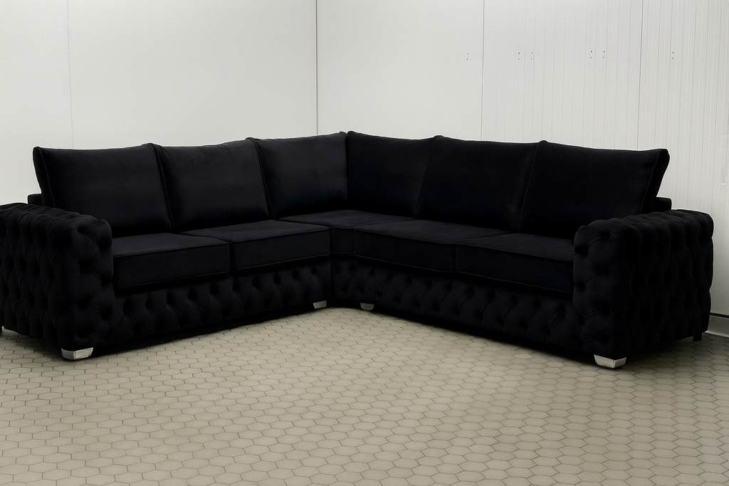 Ashton Corner Sofa | Bespoke L-Shaped with different color options of multiple fabrics of plush velvet fabric, teddy boucle fabric, naple fabric, and marble fabric - Legacy Living UK