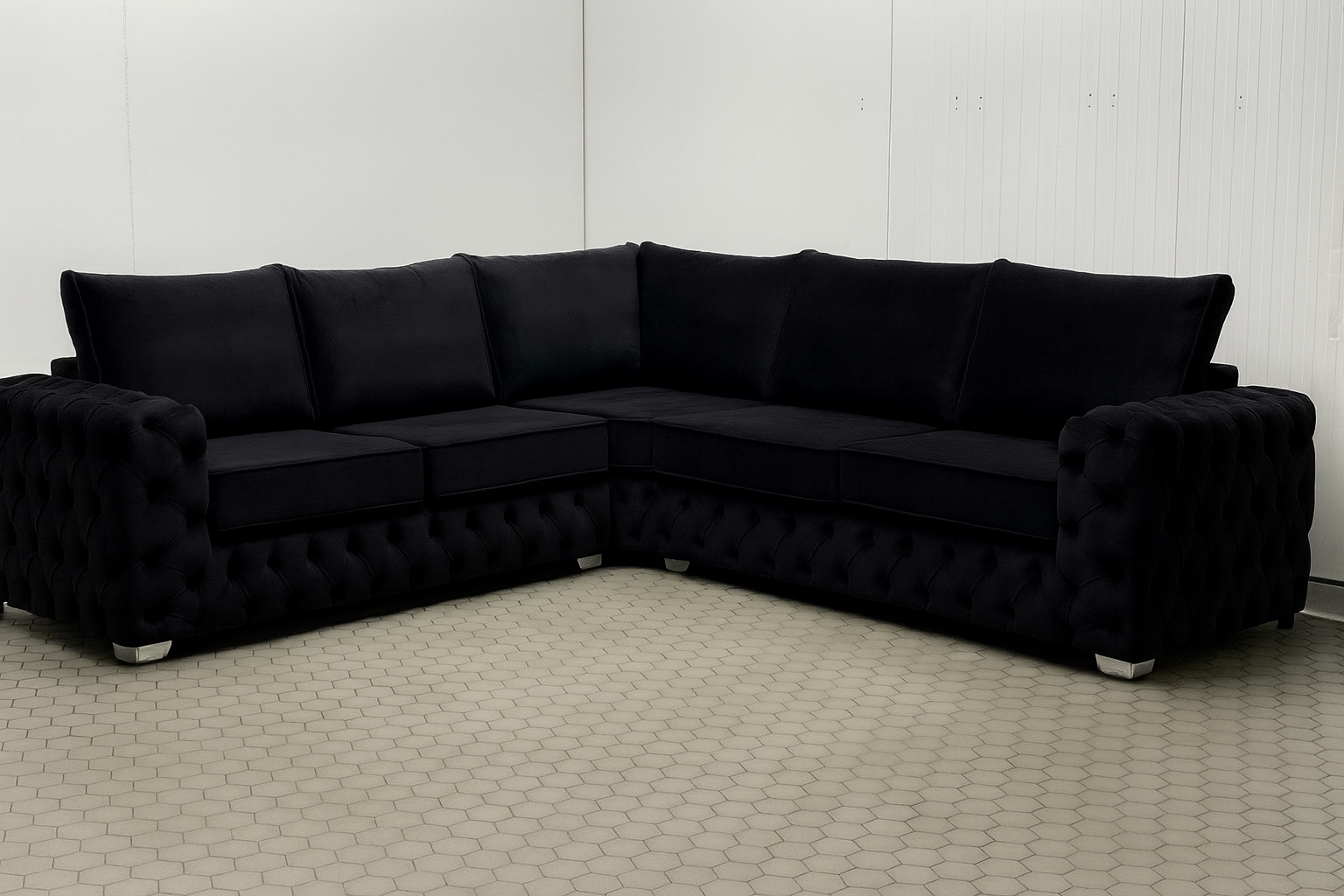 Ashton Corner Sofa | Bespoke L-Shaped with different color options of multiple fabrics of plush velvet fabric, teddy boucle fabric, naple fabric, and marble fabric - Legacy Living UK