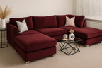 Bishop Classic U Shape Sofa | 3-Backrest Luxury Bespoke Sofa with different color options of multiple fabric of plush velvet fabric, teddy boucle fabric, naple fabric and marble fabric.