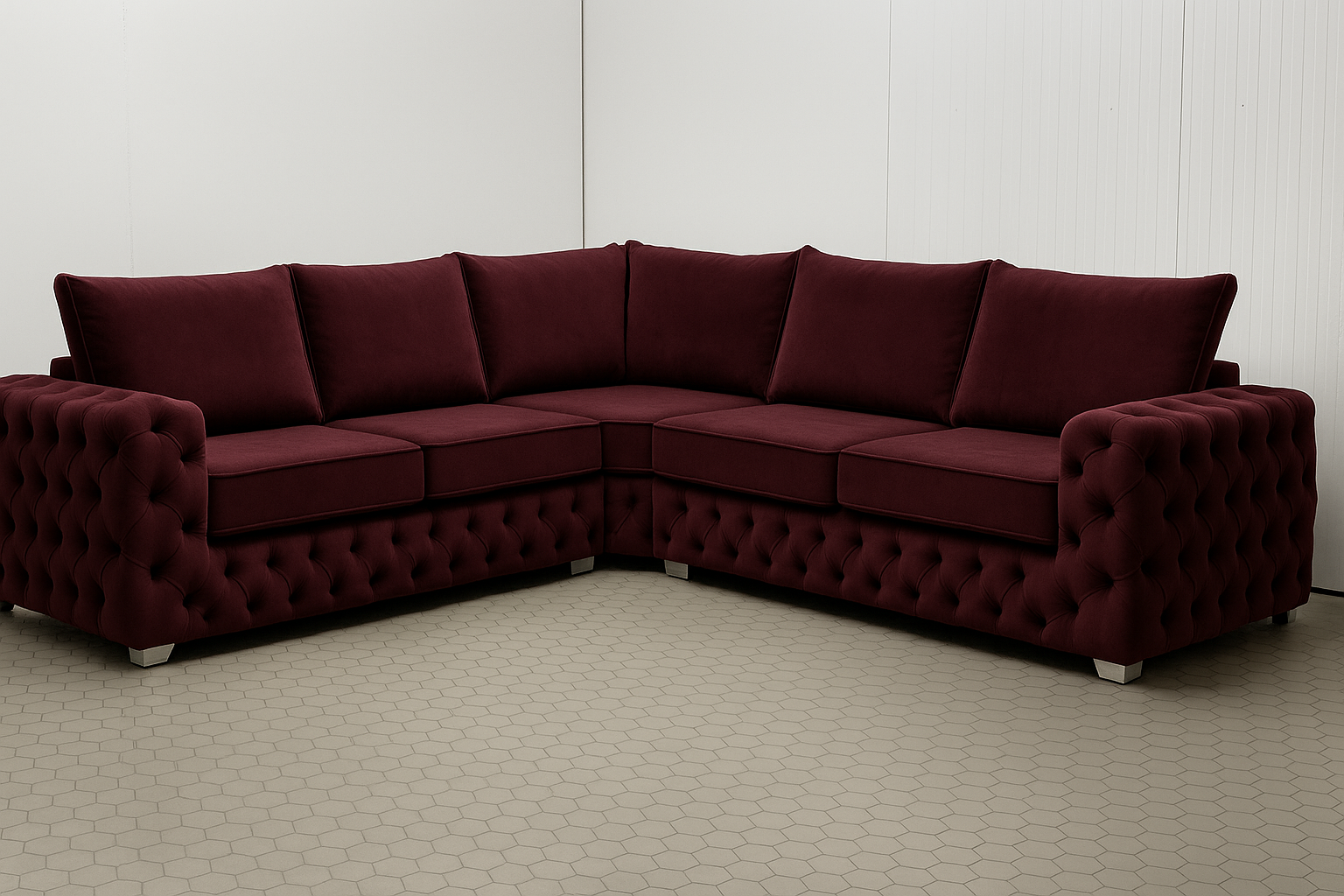 Ashton Corner Sofa | Bespoke L-Shaped with different color options of multiple fabrics of plush velvet fabric, teddy boucle fabric, naple fabric, and marble fabric - Legacy Living UK