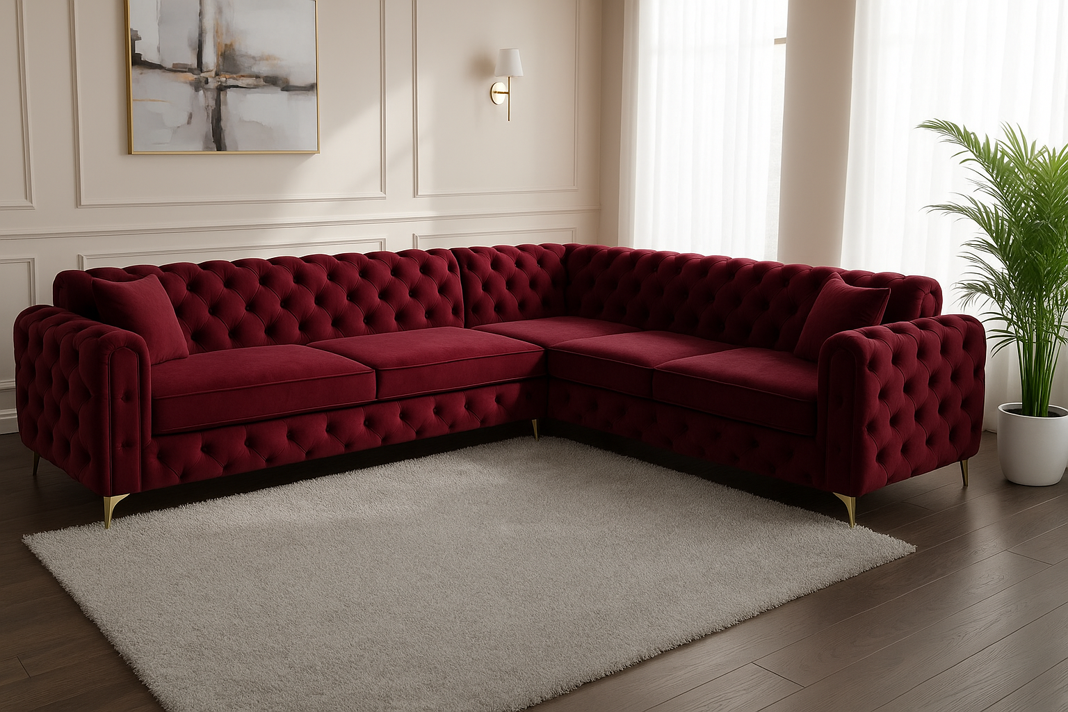 Ambassador Corner Sofa | Dollar Corner Sofa | Bespoke L-Shaped with different color options of multiple fabrics of plush velvet fabric, teddy boucle fabric, naple fabric, and marble fabric - Legacy Living UK