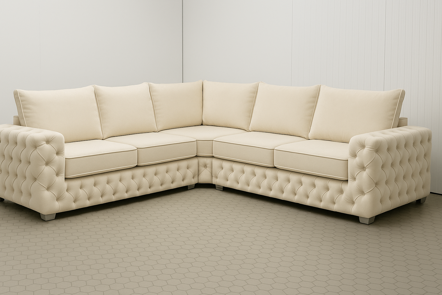 Ashton Corner Sofa | Bespoke L-Shaped with different color options of multiple fabrics of plush velvet fabric, teddy boucle fabric, naple fabric, and marble fabric - Legacy Living UK