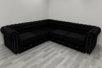 Chesterfield Italian Corner Sofa | Bespoke L-Shaped with different color options of multiple fabrics of plush velvet fabric, teddy boucle fabric, naple fabric and marble fabric - Legacy Living UK