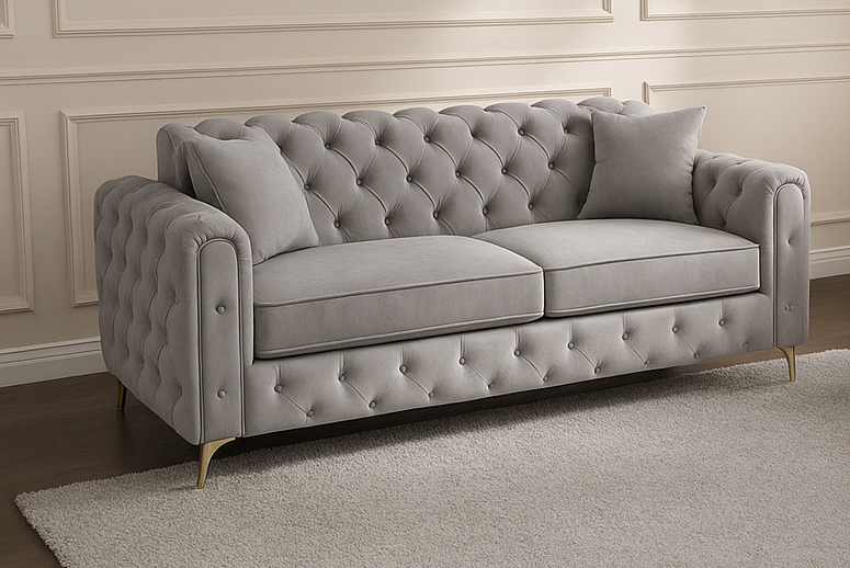 Ambassador Sofa | Dollar Sofa | Bespoke Luxury 2 seater, 3 seater, 4 seater and 5 seater with different color options of multiple fabrics of plush velvet fabric, teddy boucle fabric, naple fabric, and marble fabric - Legacy Living UK