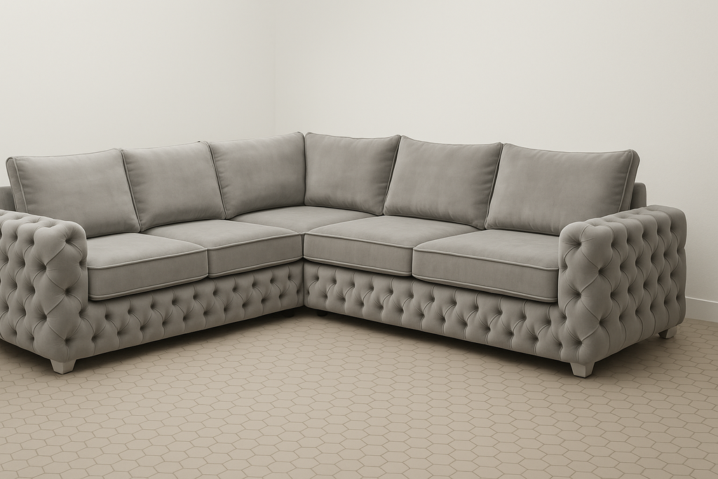 Ashton Corner Sofa | Bespoke L-Shaped with different color options of multiple fabrics of plush velvet fabric, teddy boucle fabric, naple fabric, and marble fabric - Legacy Living UK