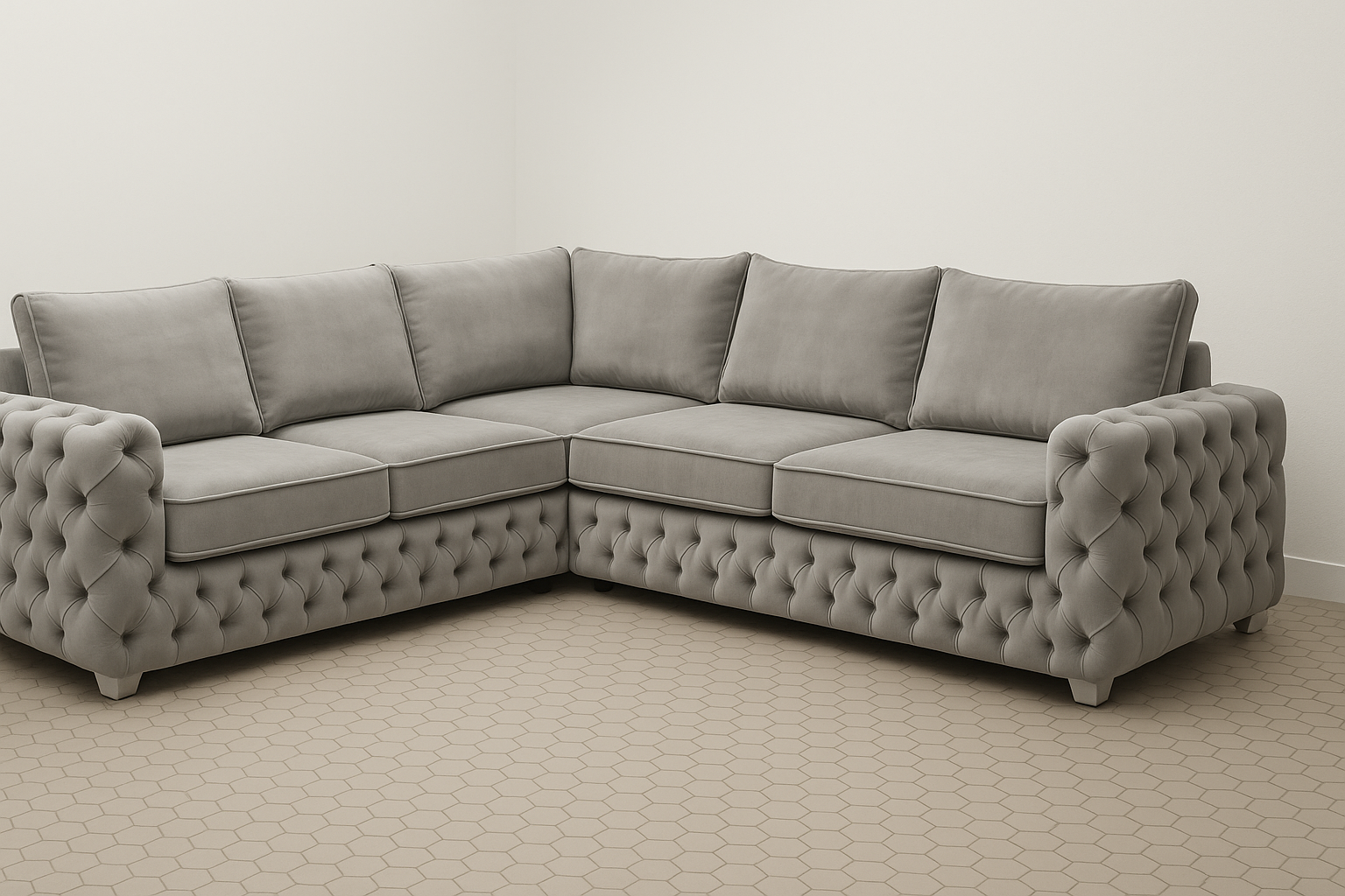 Ashton Corner Sofa | Bespoke L-Shaped with different color options of multiple fabrics of plush velvet fabric, teddy boucle fabric, naple fabric, and marble fabric - Legacy Living UK