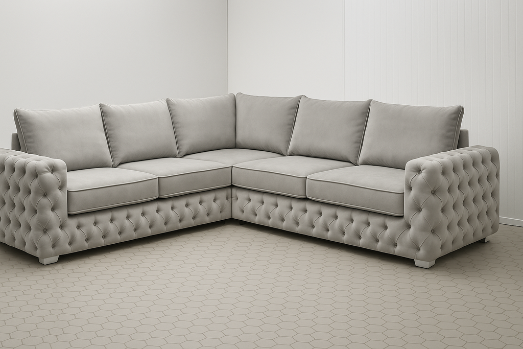 Ashton Corner Sofa | Bespoke L-Shaped with different color options of multiple fabrics of plush velvet fabric, teddy boucle fabric, naple fabric, and marble fabric - Legacy Living UK