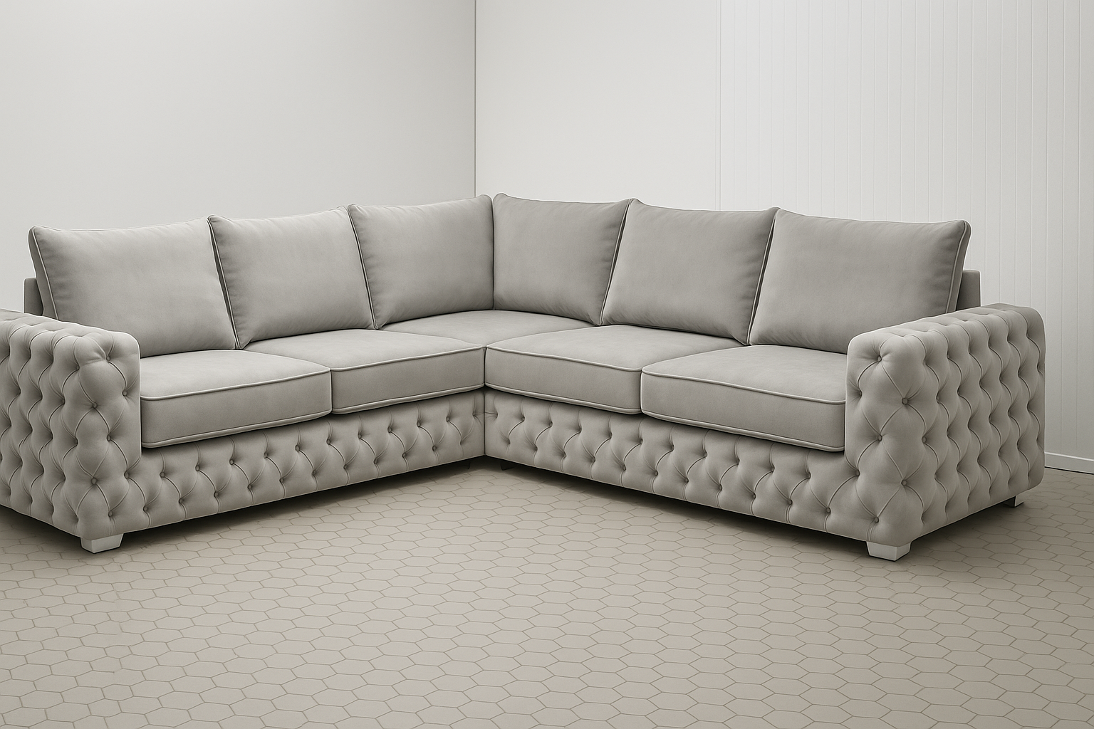 Ashton Corner Sofa | Bespoke L-Shaped with different color options of multiple fabrics of plush velvet fabric, teddy boucle fabric, naple fabric, and marble fabric - Legacy Living UK