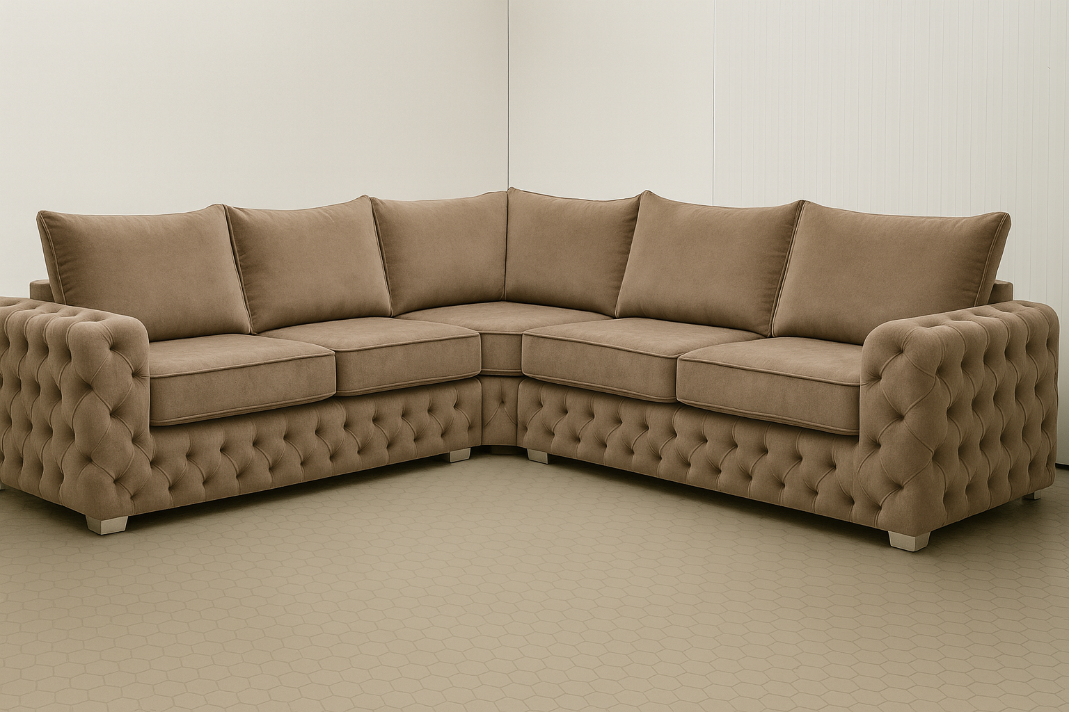 Ashton Corner Sofa | Bespoke L-Shaped with different color options of multiple fabrics of plush velvet fabric, teddy boucle fabric, naple fabric, and marble fabric - Legacy Living UK