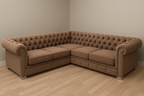 Chesterfield Italian Corner Sofa | Bespoke L-Shaped with different color options of multiple fabrics of plush velvet fabric, teddy boucle fabric, naple fabric and marble fabric - Legacy Living UK