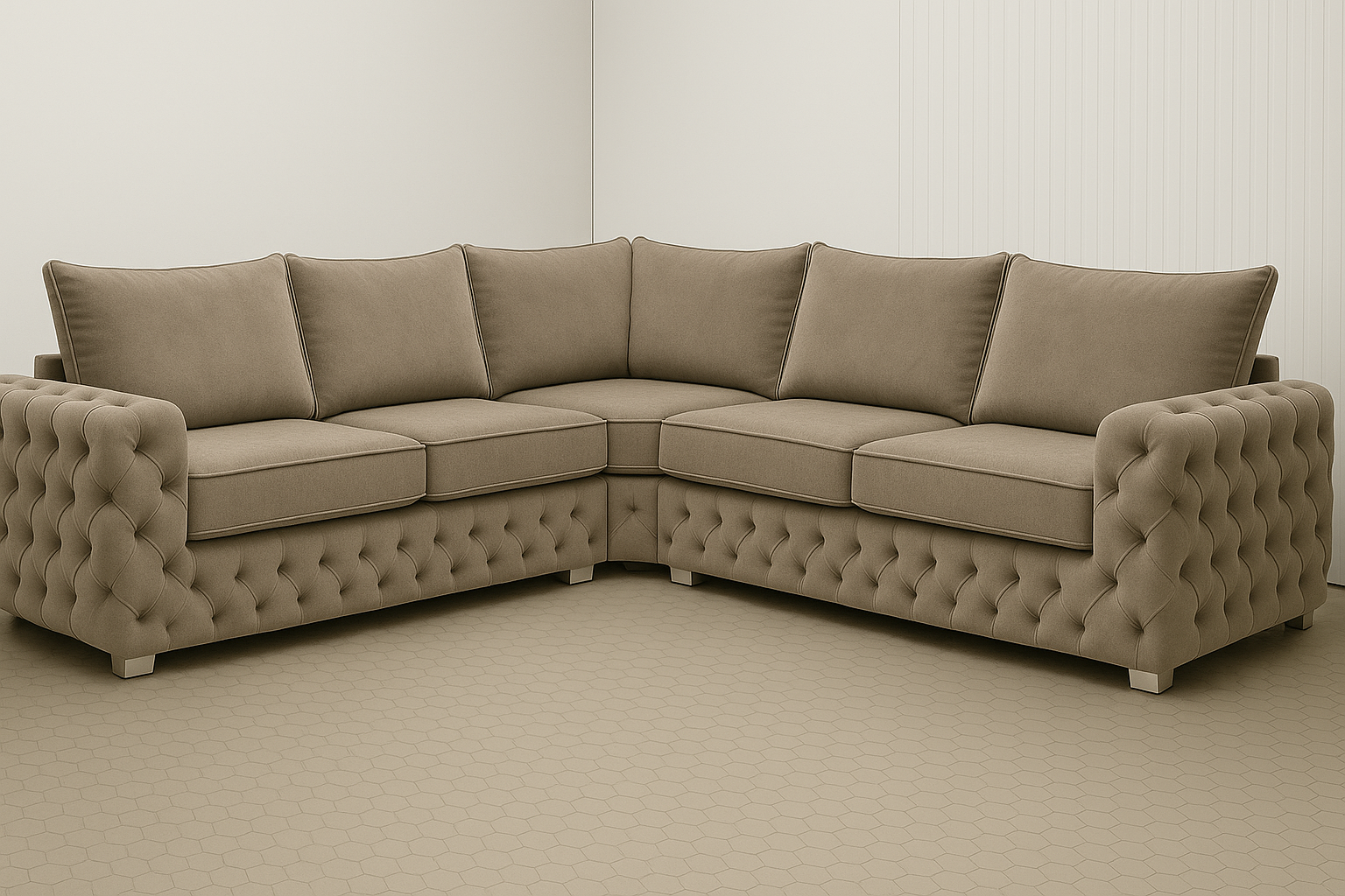 Ashton Corner Sofa | Bespoke L-Shaped with different color options of multiple fabrics of plush velvet fabric, teddy boucle fabric, naple fabric, and marble fabric - Legacy Living UK