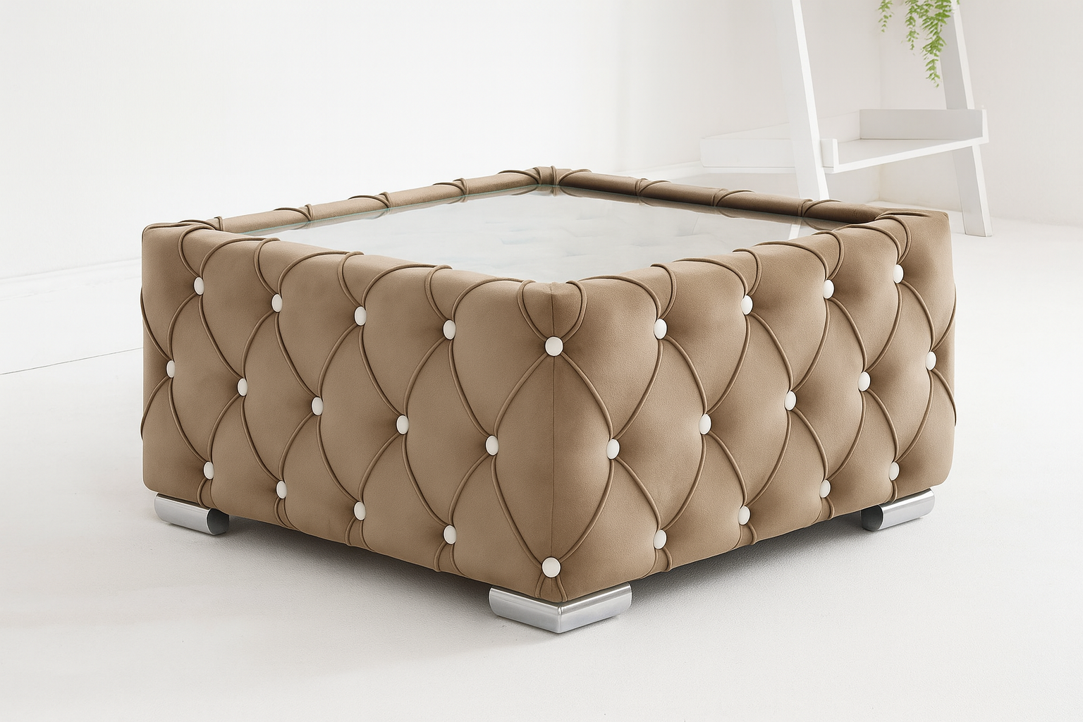 Upholstered Glass Top Coffee Table - Legacy Living UK