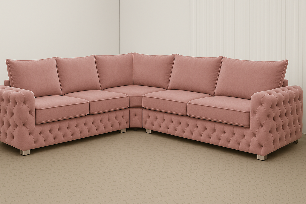 Ashton Corner Sofa | Bespoke L-Shaped with different color options of multiple fabrics of plush velvet fabric, teddy boucle fabric, naple fabric, and marble fabric - Legacy Living UK
