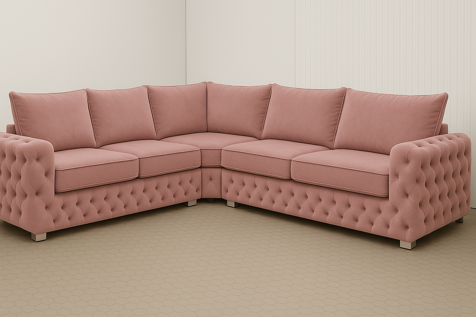 Ashton Corner Sofa | Bespoke L-Shaped with different color options of multiple fabrics of plush velvet fabric, teddy boucle fabric, naple fabric, and marble fabric - Legacy Living UK