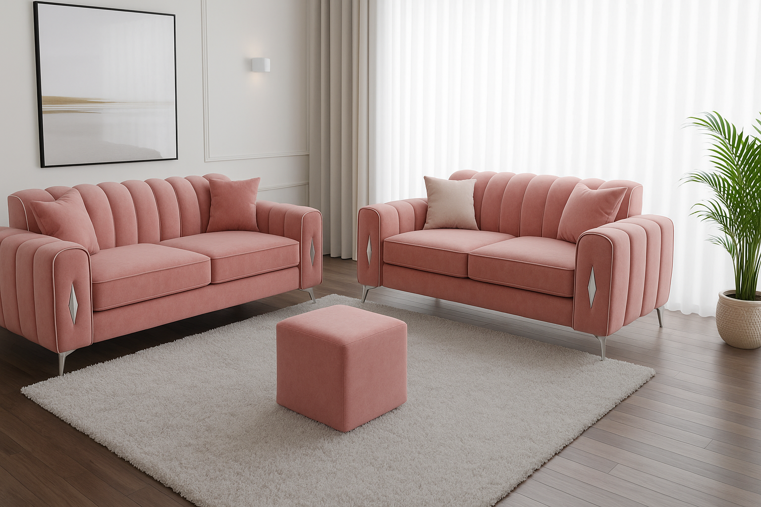 romantica sofa having 3 seater, 2 seater, 4 seater, 5 seater with different color options of multiple fabric of plush velvet fabric, teddy boucle fabric, naple fabric and marble fabric.