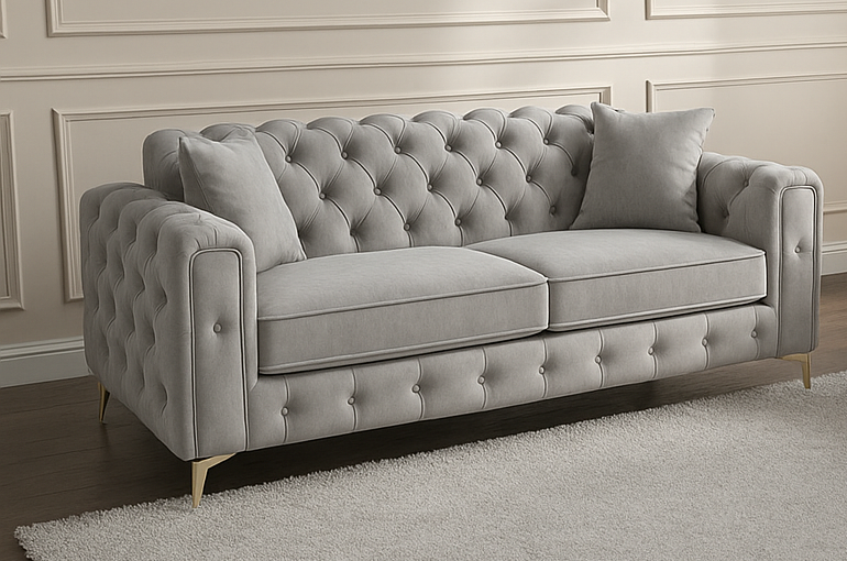 Ambassador Sofa | Dollar Sofa | Bespoke Luxury 2 seater, 3 seater, 4 seater and 5 seater with different color options of multiple fabrics of plush velvet fabric, teddy boucle fabric, naple fabric, and marble fabric - Legacy Living UK