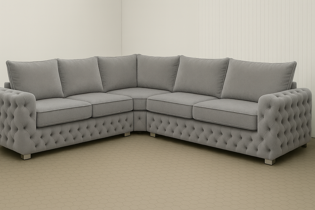 Ashton Corner Sofa | Bespoke L-Shaped with different color options of multiple fabrics of plush velvet fabric, teddy boucle fabric, naple fabric, and marble fabric - Legacy Living UK