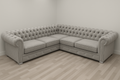 Chesterfield Italian Corner Sofa | Bespoke L-Shaped with different color options of multiple fabrics of plush velvet fabric, teddy boucle fabric, naple fabric and marble fabric - Legacy Living UK