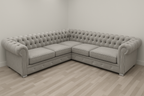 Chesterfield Italian Corner Sofa | Bespoke L-Shaped with different color options of multiple fabrics of plush velvet fabric, teddy boucle fabric, naple fabric and marble fabric - Legacy Living UK