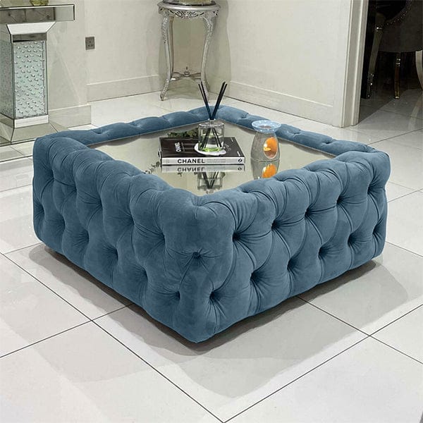 Upholstered Chesterfield Glass Top Coffee Table - Legacy Living UK